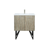 Lancy 30 in. Rustic Acacia  Freestanding Bathroom Vanity with White Quartz Top, White Square Sink, and Labaro Brushed Nickel Faucet Set