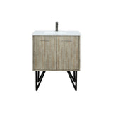 Lancy 30 in. Rustic Acacia  Freestanding Bathroom Vanity with White Quartz Top, White Square Sink, and Balzani Gun Metal Faucet Set
