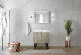 Lancy Rustic Acacia Freestanding Bathroom Vanity with White Quartz Top, and White Square Sink