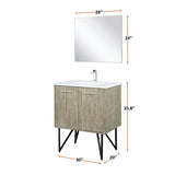 Lancy 30 in. Rustic Acacia  Freestanding Bathroom Vanity with White Quartz Top, White Square Sink, and Labaro Brushed Nickel Faucet Set