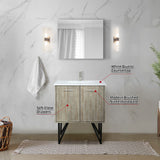 Lancy Rustic Acacia Freestanding Bathroom Vanity with White Quartz Top, and White Square Sink
