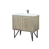 Lancy 36 in. Rustic Acacia  Freestanding Bathroom Vanity with White Quartz Top, White Square Sink, and Monte Chrome Faucet Set