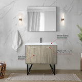 Lancy 36 in. Rustic Acacia  Freestanding Bathroom Vanity with White Quartz Top, White Square Sink, and Balzani Gun Metal Faucet Set
