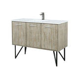 Lancy 48 in. Rustic Acacia  Freestanding Bathroom Vanity with White Quartz Top, White Square Sink, and Balzani Gun Metal Faucet Set