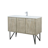 Lancy 48 in. Rustic Acacia  Freestanding Bathroom Vanity with White Quartz Top, White Square Sink, and Monte Chrome Faucet Set