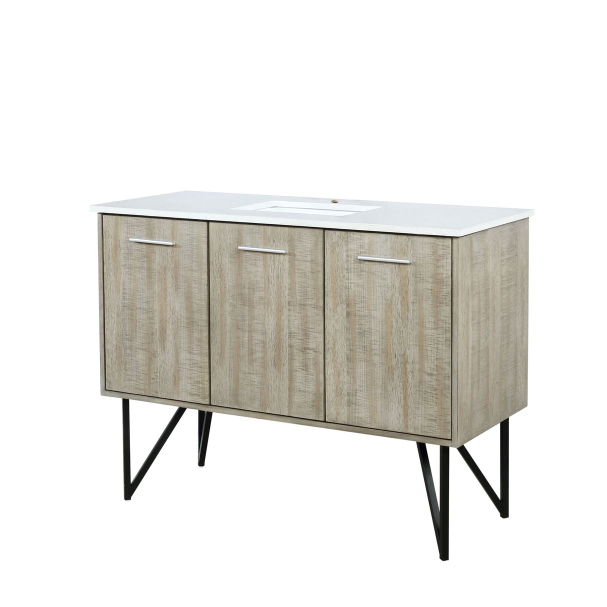 Lancy Rustic Acacia Freestanding Bathroom Vanity with White Quartz Top, and White Square Sink