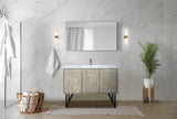Lancy 48" Rustic Acacia Bathroom Vanity, White Quartz Top, White Square Sink, Monte Chrome Faucet Set, and 43" Frameless Mirror