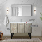Lancy 48" Rustic Acacia Bathroom Vanity, White Quartz Top, White Square Sink, Monte Chrome Faucet Set, and 43" Frameless Mirror
