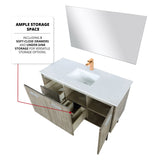Lancy 48" Rustic Acacia Bathroom Vanity, White Quartz Top, White Square Sink, and 43" Frameless Mirror