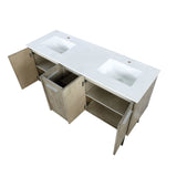 Lancy Rustic Acacia Freestanding Bathroom Vanity with White Quartz Top, and White Square Sink