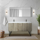Lancy 60 in. Rustic Acacia  Freestanding Bathroom Vanity with White Quartz Top, White Square Sink, and Balzani Gun Metal Faucet Set