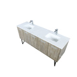 Lancy 72 in. Rustic Acacia  Freestanding Bathroom Vanity with White Quartz Top, White Square Sink, and Monte Chrome Faucet Set