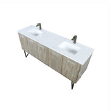 Lancy 72 in. Rustic Acacia  Freestanding Bathroom Vanity with White Quartz Top, White Square Sink, and Balzani Gun Metal Faucet Set