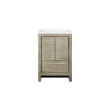 Lafarre 24 in. Rustic Acacia  Freestanding Bathroom Vanity with White Quartz Top, and White Square Sink