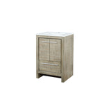 Lafarre 24 in. Rustic Acacia  Freestanding Bathroom Vanity with White Quartz Top, and White Square Sink