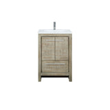 Lafarre 24 in. Rustic Acacia  Freestanding Bathroom Vanity with White Quartz Top, White Square Sink, and Monte Chrome Faucet Set
