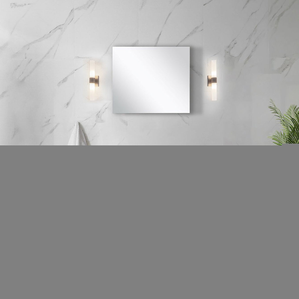 Lafarre Rustic Acacia Freestanding Bathroom Vanity with White Quartz Top, White Square Sink, and Balzani Gun Metal Faucet Set