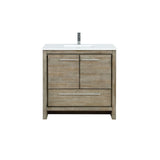 Lafarre 36 in. Rustic Acacia  Freestanding Bathroom Vanity with White Quartz Top, White Square Sink, and Monte Chrome Faucet Set