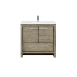 Lafarre Rustic Acacia Freestanding Bathroom Vanity with White Quartz Top, White Square Sink, and Monte Chrome Faucet Set