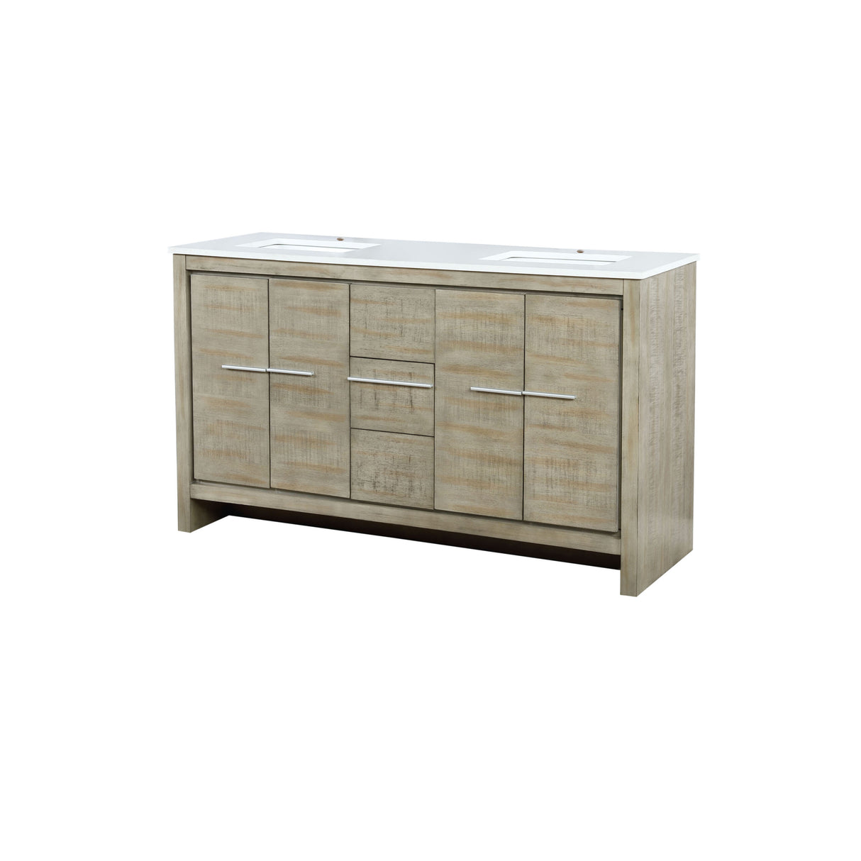 Lafarre 60 in. Rustic Acacia  Freestanding Bathroom Vanity with White Quartz Top, and White Square Sink