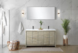 Lafarre 60 in. Rustic Acacia  Freestanding Bathroom Vanity with White Quartz Top, White Square Sink, and Balzani Gun Metal Faucet Set