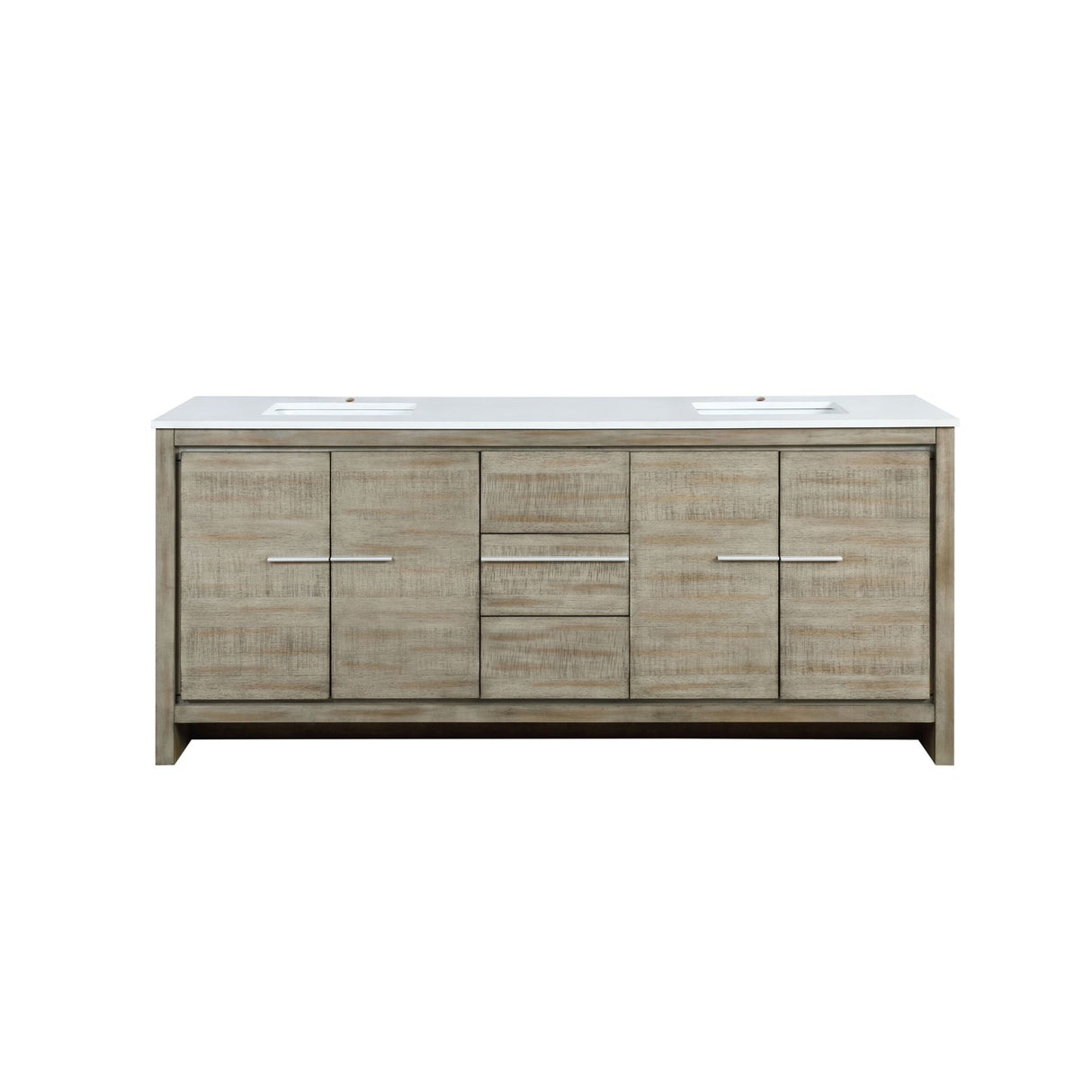 Lafarre 80 in. Rustic Acacia  Freestanding Bathroom Vanity with White Quartz Top, and White Square Sink