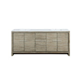 Lafarre 80 in. Rustic Acacia  Freestanding Bathroom Vanity with White Quartz Top, and White Square Sink