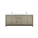 Lafarre 80 in. Rustic Acacia  Freestanding Bathroom Vanity with White Quartz Top, White Square Sink, and Monte Chrome Faucet Set