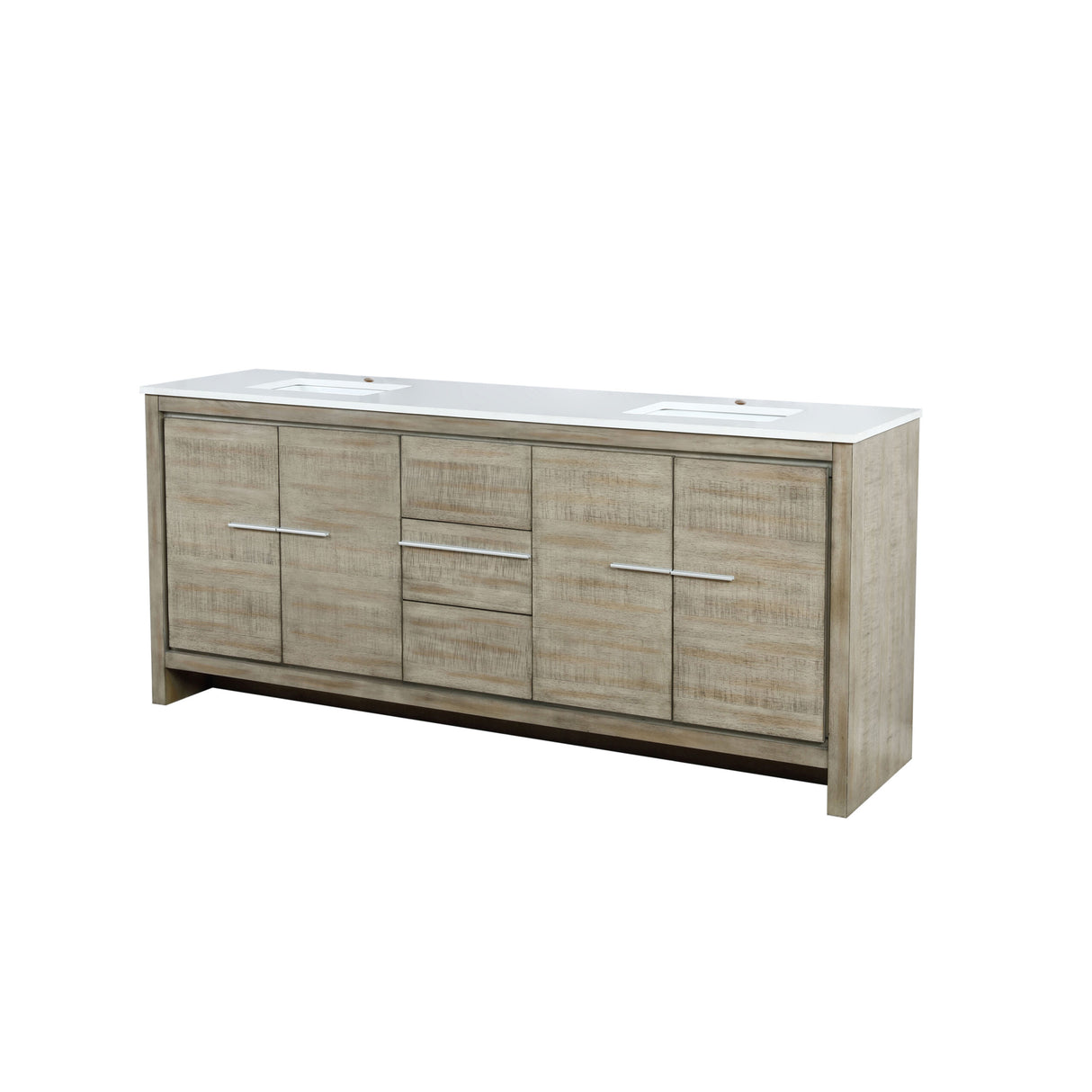 Lafarre 80 in. Rustic Acacia  Freestanding Bathroom Vanity with White Quartz Top, and White Square Sink