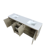 Lafarre 80 in. Rustic Acacia  Freestanding Bathroom Vanity with White Quartz Top, and White Square Sink