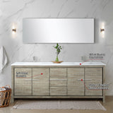 Lafarre 80 in. Rustic Acacia  Freestanding Bathroom Vanity with White Quartz Top, White Square Sink, and Labaro Brushed Nickel Faucet Set