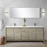 Lafarre 80 in. Rustic Acacia  Freestanding Bathroom Vanity with White Quartz Top, White Square Sink, and Balzani Gun Metal Faucet Set