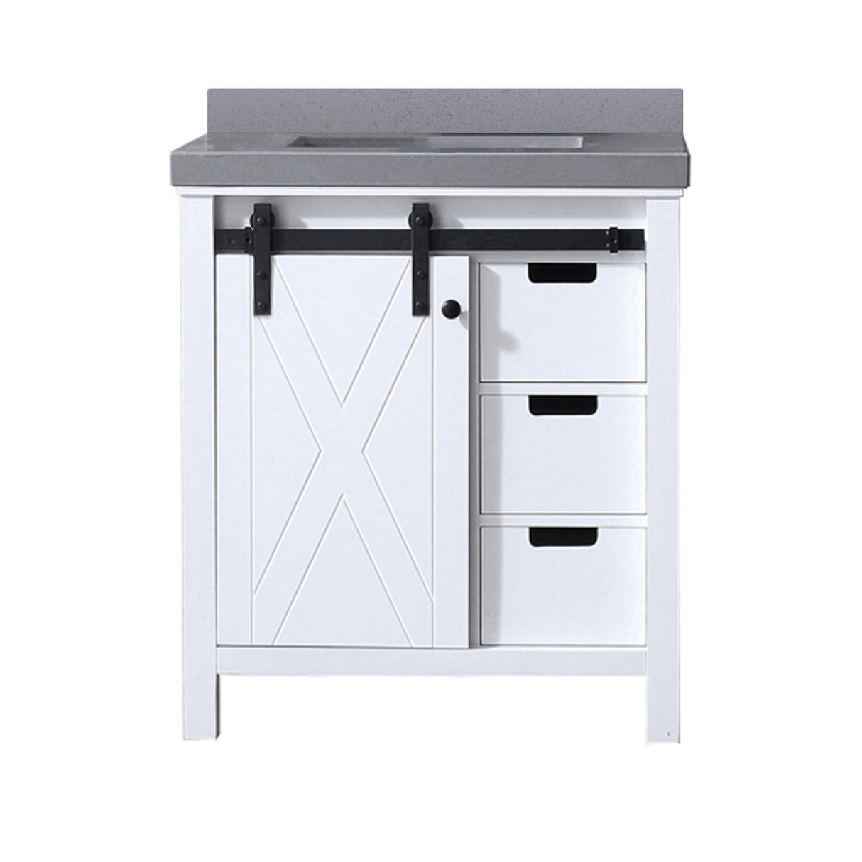 Marsyas 30 in. Freestanding Bathroom Vanity with White Quartz top, White Square Sink