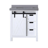 Marsyas 30 in. Freestanding Bathroom Vanity with White Quartz top, White Square Sink
