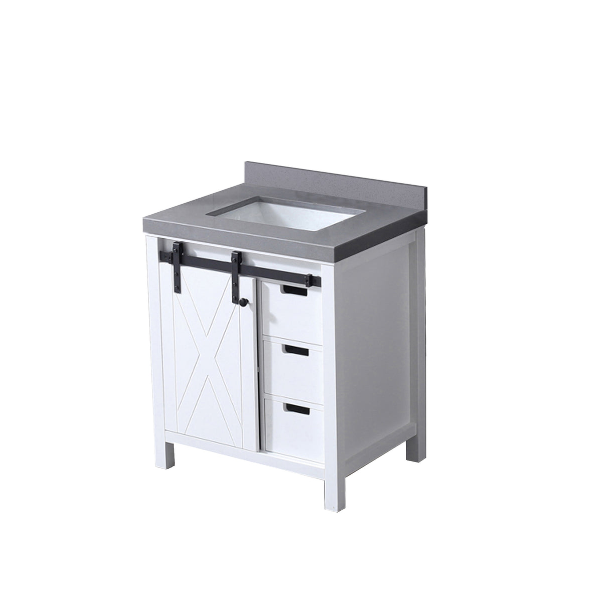 Marsyas 30 in. Freestanding Bathroom Vanity with White Quartz top, White Square Sink