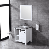 Marsyas 30" White Single Vanity, Grey Quartz Top, White Square Sink and no Mirror