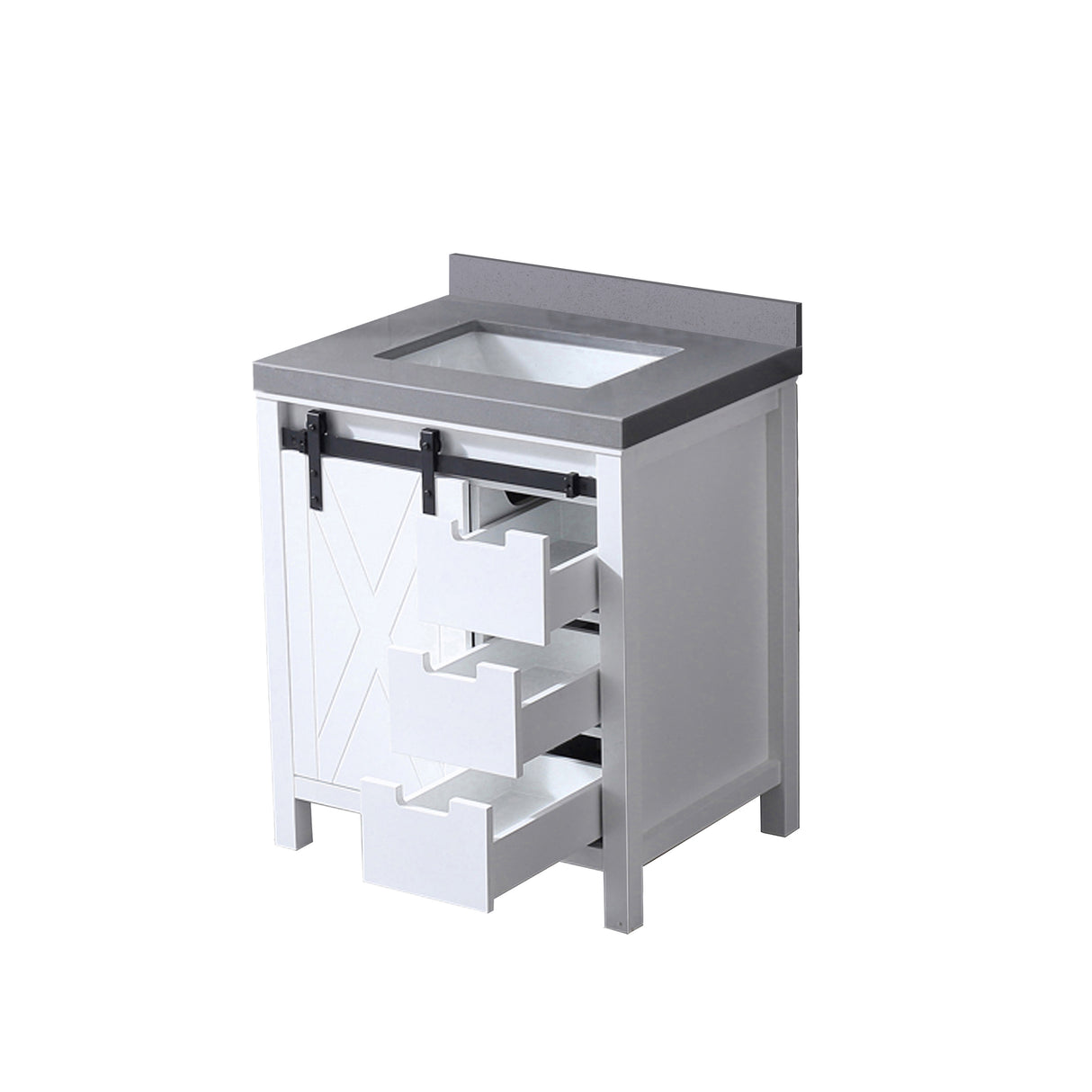 Marsyas 30 in. Freestanding Bathroom Vanity with White Quartz top, White Square Sink
