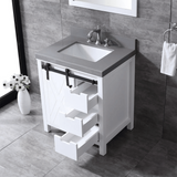 Marsyas 30" White Single Vanity, Grey Quartz Top, White Square Sink and no Mirror