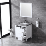 Marsyas 30" White Single Vanity, Grey Quartz Top, White Square Sink and no Mirror