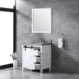 Marsyas 30" White Single Vanity, Grey Quartz Top, White Square Sink and no Mirror