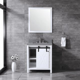 Marsyas 30" White Single Vanity, Grey Quartz Top, White Square Sink and no Mirror