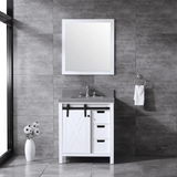 Marsyas 30" White Single Vanity, Grey Quartz Top, White Square Sink and no Mirror