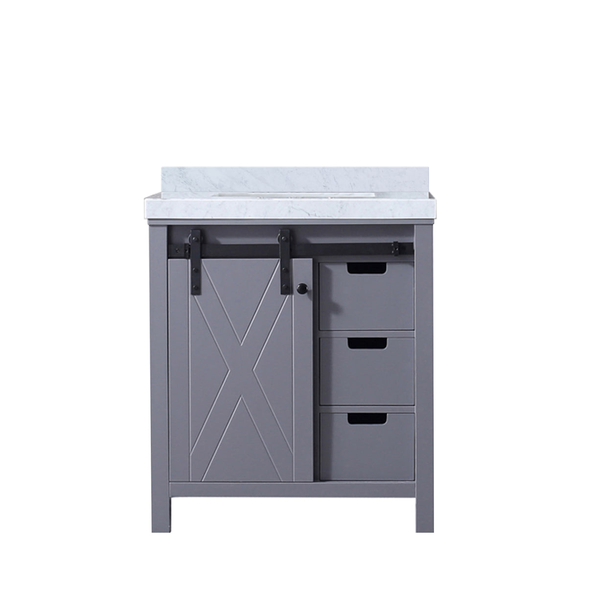 Marsyas 30 in. Freestanding Bathroom Vanity with White Quartz top, White Square Sink