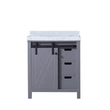 Marsyas 30 in. Freestanding Bathroom Vanity with White Quartz top, White Square Sink