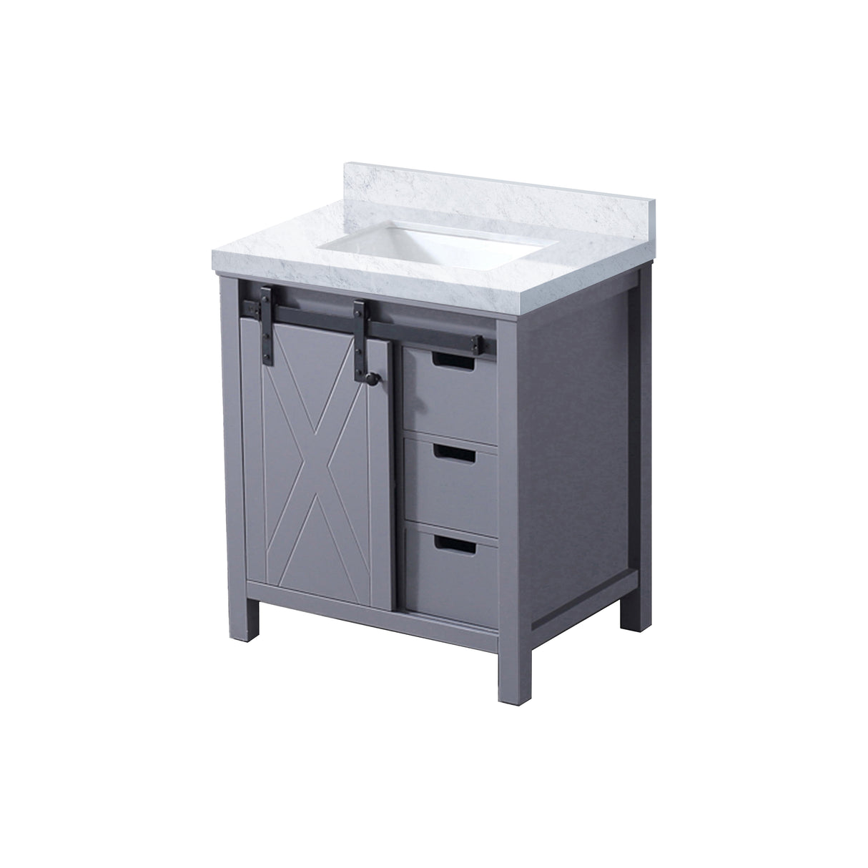 Marsyas 30 in. Freestanding Bathroom Vanity with White Quartz top, White Square Sink