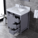 Marsyas Freestanding Dark Grey Freestanding Bathroom Vanity With Undermount Ceramic Sink, White Carrara Marble Top
