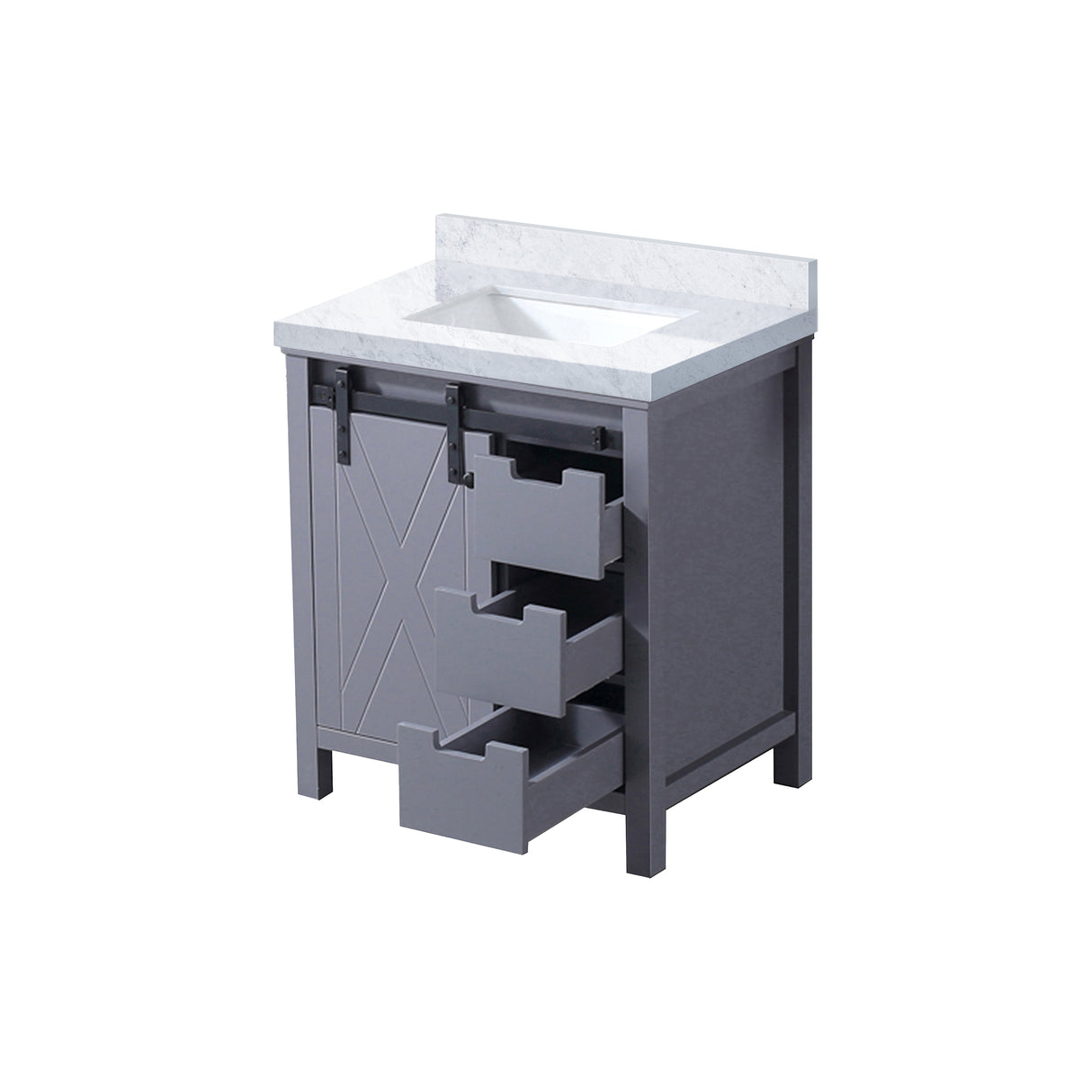 Marsyas 30 in. Freestanding Bathroom Vanity with White Quartz top, White Square Sink
