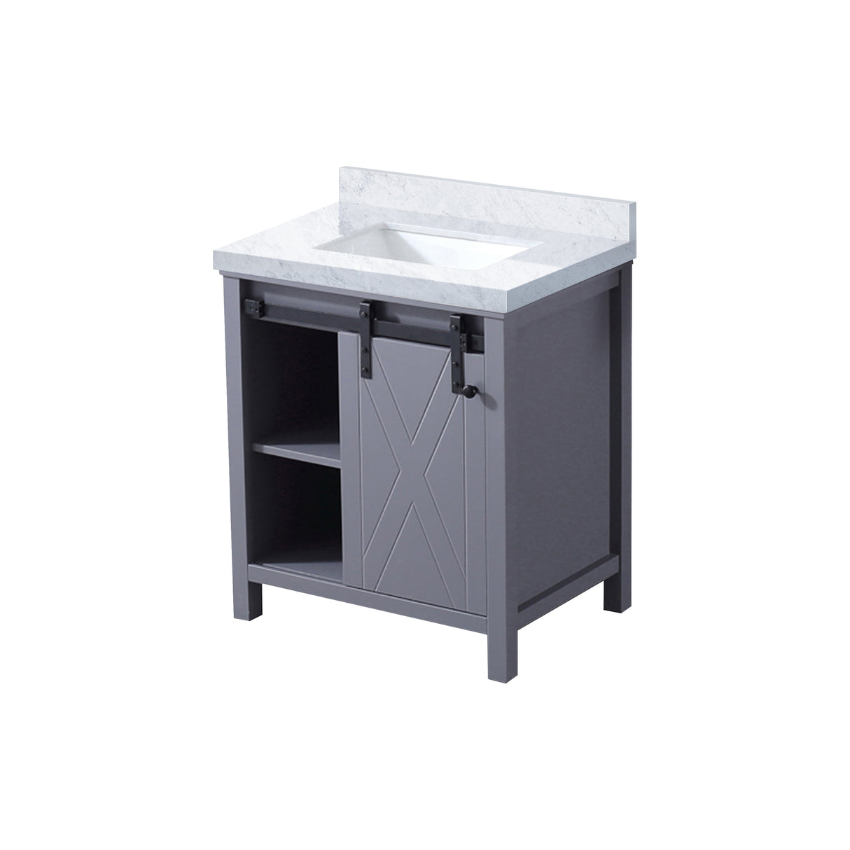 Marsyas 30 in. Freestanding Bathroom Vanity with White Quartz top, White Square Sink