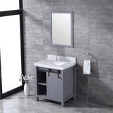 Marsyas Freestanding Dark Grey Freestanding Bathroom Vanity With Undermount Ceramic Sink, White Carrara Marble Top