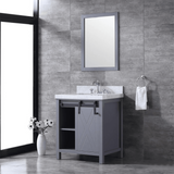Marsyas Freestanding Dark Grey Freestanding Bathroom Vanity With Undermount Ceramic Sink, White Carrara Marble Top